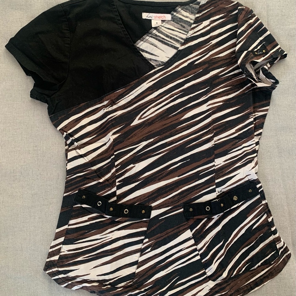 Koi Women's Animal Print Scrub Top